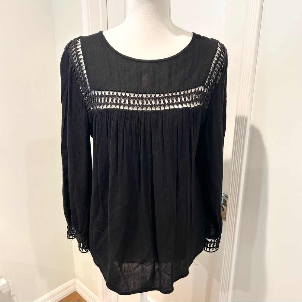 Lucky Brand Crochet Detail Peasant Blouse